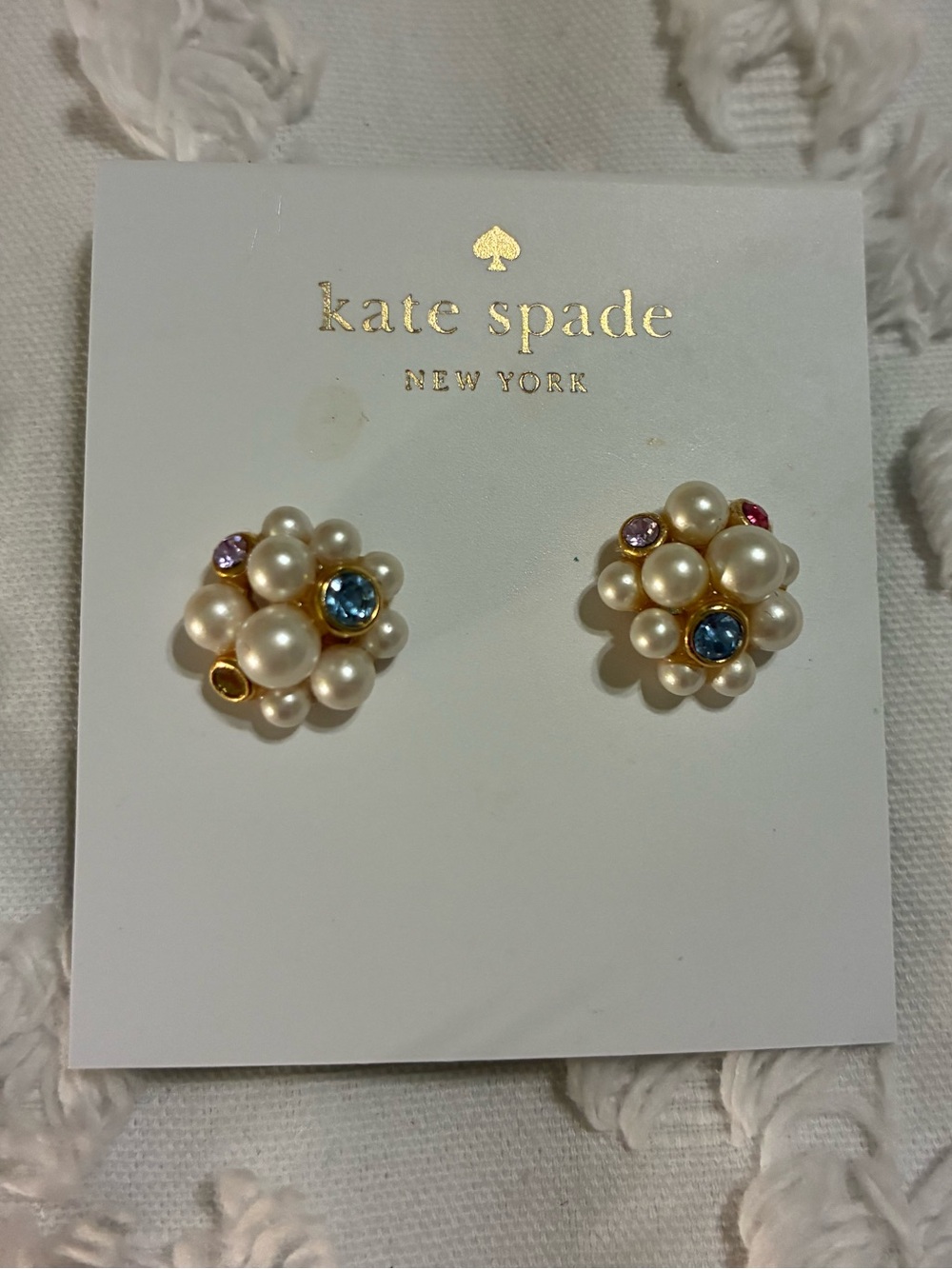 kate spade imitation pearl and crystal cluster stud earrings